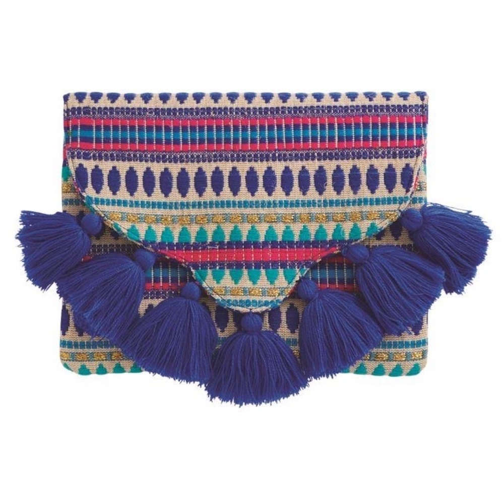Woven Tassel Clutch